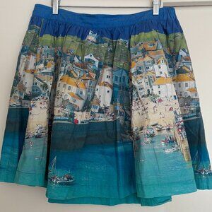 Boden Florence Skirt Multi Seaside Beach Scene A-line (size 12)